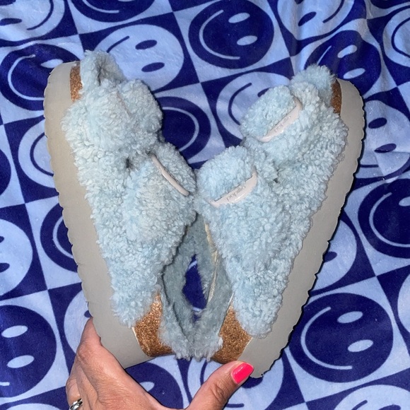 Birkenstock Free People Papillio Sandals Womens US 7 Sherpa Big Buckle Blue - Picture 8 of 13